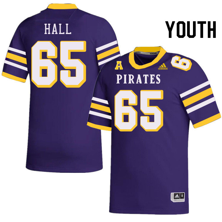 Youth #65 Dustyn Hall ECU Pirates College Football Jerseys Stitched-Throwback